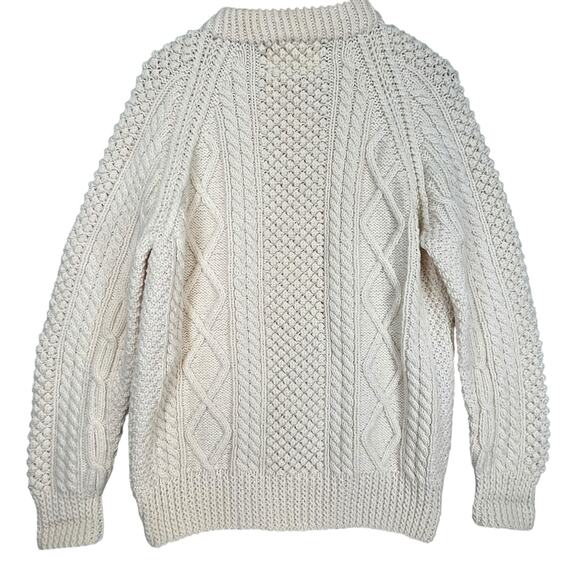 Purple Heather Irish Wool Handknit Vintage‎ Fisherman Sweater Cable Knit L/XL - Picture 2 of 4